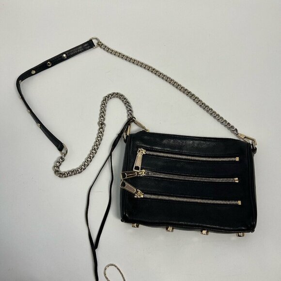 Rebecca Minkoff 4 Zip Cross-body Leather Bag, Black Leather Silver Hardware - Picture 10 of 10